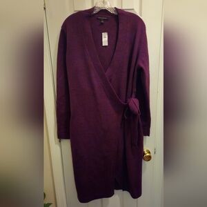 NWT- Banana Republic Plum/Purple Wrap Sweater Pullover V-Neck Dress - Size Large